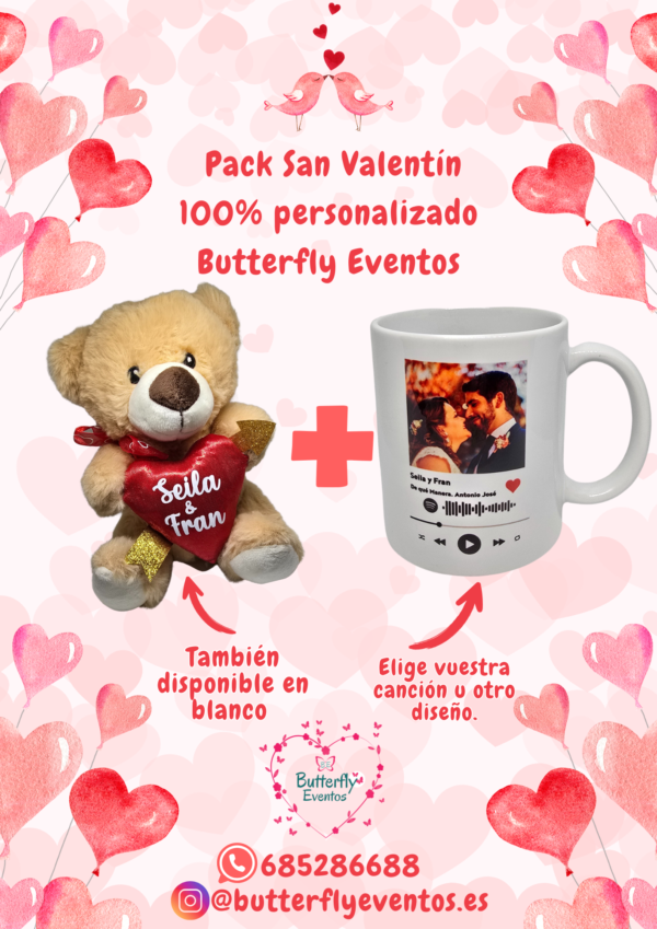 Pack San Valentin: Taza y Oso personalizados